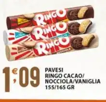 Sisa PAVESI RINGO CACAO/ NOCCIOLA/VANIGLIA 155/165 GR offerta