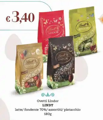 Altasfera Ovetti Lindor LINDT latte/ fondente 70% / assortiti/ pistacchio 180g offerta