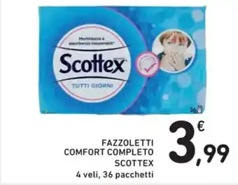 Spazio Conad FAZZOLETTI COMFORT COMPLETO SCOTTEX 4 veli, 36 pacchetti offerta