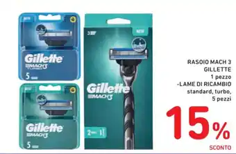 Spazio Conad RASOIO MACH 3 GILLETTE 1 pezzo -LAME DI RICAMBIO standard, turbo, 5 pezzi offerta
