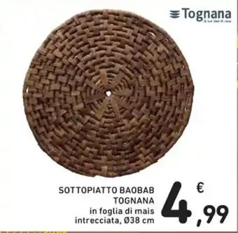 Spazio Conad SOTTOPIATTO BAOBAB TOGNANA in foglia di mais intrecciata, Ø38 cm offerta
