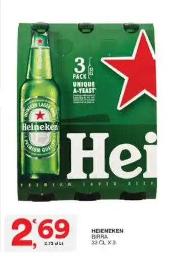 Quick Sisa HEIENEKEN BIRRA 33 CL X 3 offerta