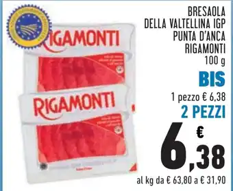 Conad BRESAOLA DELLA VALTELLINA IGP PUNTA D'ANCA RIGAMONTI 100 g offerta