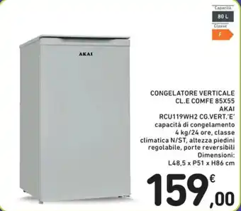 Spazio Conad CONGELATORE VERTICALE CL.E COMFE 85X55 ΑΚΑΙ RCU119WH2 CG.VERT.'E' offerta