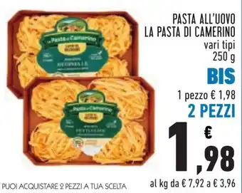 Conad PASTA ALL'UOVO LA PASTA DI CAMERINO vari tipi 250 g offerta