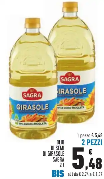 Conad OLIO DI SEMI DI GIRASOLE SAGRA 2 L offerta