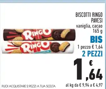 Conad BISCOTTI RINGO PAVESI vaniglia, cacao 165 g offerta