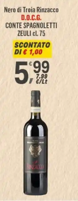 Supermercati Dok Nero di Troia Rinzacco D.O.C.G. CONTE SPAGNOLETTI ZEULI cl. 75 offerta