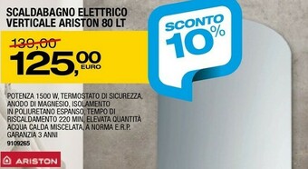 Bricofer Ariston Scaldabagno Elettrico Verticale 80 LT offerta