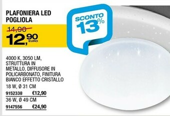 Bricofer Pogliola Plafoniera Led offerta