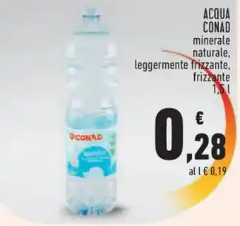 Conad Margherita ACQUA CONAD minerale naturale, leggermente frizzante, frizzante 1,5 l offerta