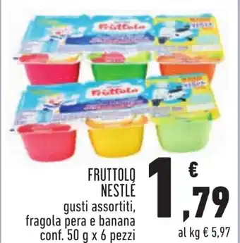 Conad FRUTTOLO NESTLÉ gusti assortiti, fragola pera e banana conf. 50 g x 6 pezzi offerta