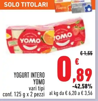 Conad YOGURT INTERO YOMO vari tipi conf. 125 g x 2 pezzi offerta