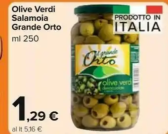 Carrefour Market Il grande orto Olive Verdi 250ml offerta