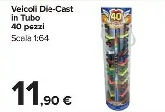 Carrefour Market Scala Veicoli Die-cast In Tubo 40 Pezzi offerta
