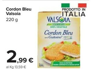 Carrefour Market Valsoia Cordon Bleu Vegetali 220 G(ml) offerta