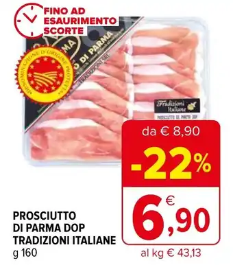 Iperal PROSCIUTTO DI PARMA DOP TRADIZIONI ITALIANE g 160 offerta