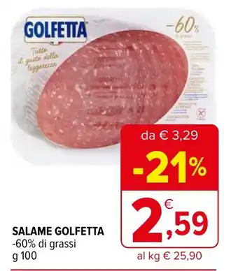 Iperal SALAME GOLFETTA -60% di grassi g 100 offerta