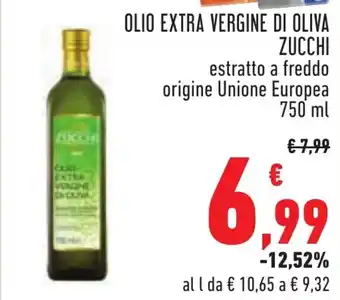 Conad OLIO EXTRA VERGINE DI OLIVA ZUCCHI estratto a freddo origine Unione Europea 750 ml offerta