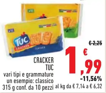 Conad CRACKER TUC vari tipi e grammature classico 315 g conf. da 10 pezzi offerta