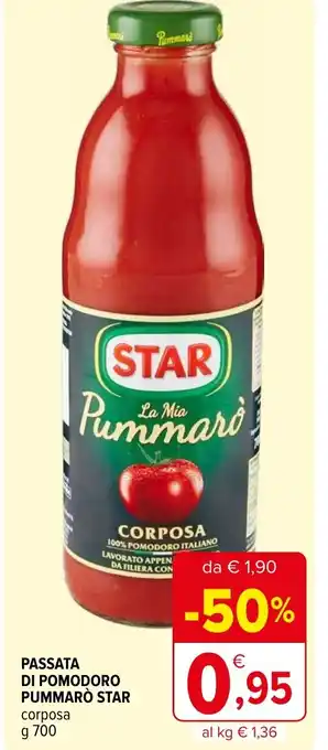 Iperal PASSATA DI POMODORO PUMMARÒ STAR corposa g 700 offerta