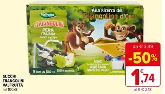 Iperal SUCCHI TRANGOLINI VALFRUTTA ml 100x8 offerta