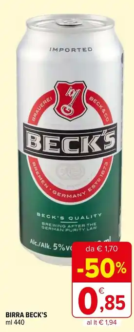 Iperal BIRRA BECK'S ml 440 offerta