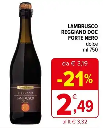 Iperal LAMBRUSCO REGGIANO DOC FORTE NERO ml 750 offerta