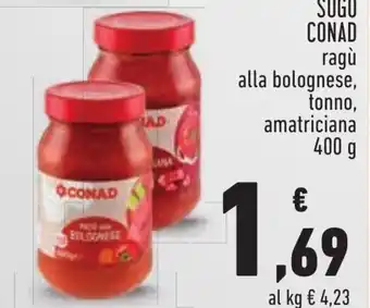 Conad SUGO CONAD ragù alla bolognese, tonno, amatriciana 400 g offerta