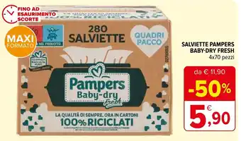 Iperal SALVIETTE PAMPERS BABY-DRY FRESH 4x70 pezzi offerta