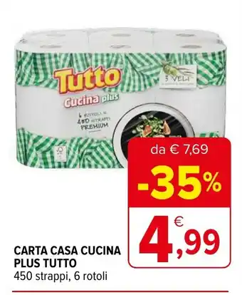 Iperal CARTA CASA CUCINA PLUS TUTTO 450 strappi, 6 rotoli offerta