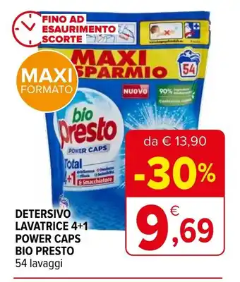 Iperal DETERSIVO LAVATRICE 4+1 POWER CAPS BIO PRESTO 54 lavaggi offerta