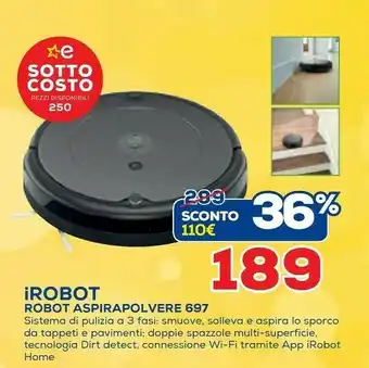 Euronics iRobot Roomba 697 Aspirapolvere Robot Senza Sacchetto Nero, Grigio 0,6 L offerta