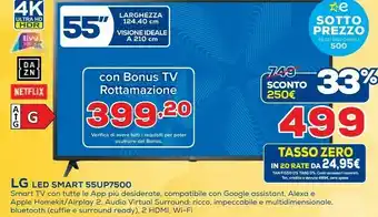 Euronics LG 55UP7500 139,7 Cm (55") 4K Ultra HD Smart TV Wi-Fi Nero offerta