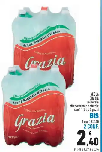 Conad Superstore ACQUA GRAZIA minerale effervescente naturale conf. 1,5 l x 6 pezzi offerta