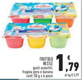 Conad Superstore FRUTTOLO NESTLÉ gusti assortiti, fragola pera e banana conf. 50 g x 6 pezzi offerta