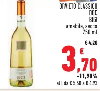 Conad ORVIETO CLASSICO DOC BIGI amabile, secco 750 ml offerta