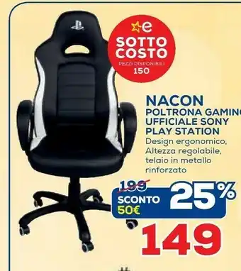 Euronics Nacon Poltrona Gaming Ufficiale Sony Play Station offerta