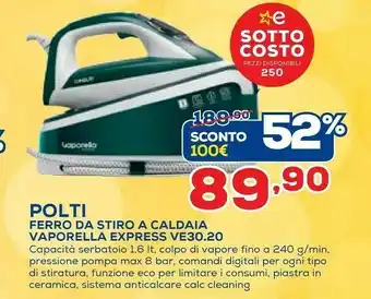 Euronics Polti VE30.20 Ferro Da Stiro A Caldaia 2200 W 1,6 L Ceramica Verde, Bianco offerta