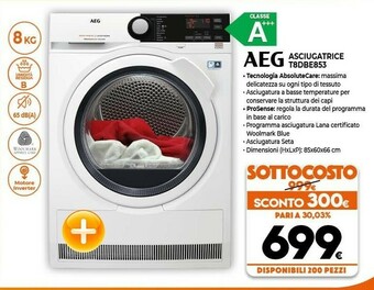 Expert Aeg T8DBE853 Asciugatrice Libera Installazione Caricamento Frontale Nero, Bianco 8 Kg A+++ offerta