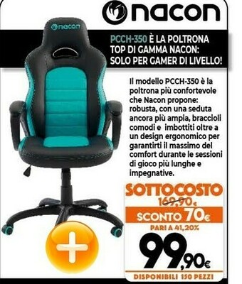 Expert Nacon PCCH-350 Sedia Per Videogioco Sedia Per Gaming Universale Seduta Imbottita offerta