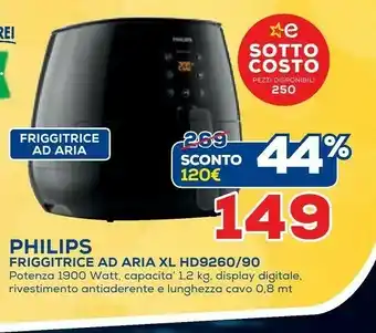 Euronics Philips Essential HD9260/91 Friggitrice Singolo Indipendente 1900 W Friggitrice Ad Aria Calda Nero offerta