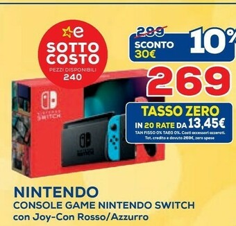 Euronics Nintendo Switch Con Joy-Con Rosso Neon E Blu Neon offerta