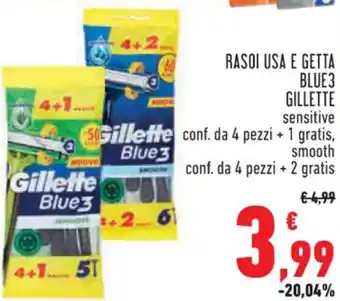 Conad Superstore RASOI USA E GETTA BLUE3 GILLETTE sensitive offerta