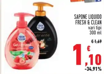 Conad SAPONE LIQUIDO FRESH & CLEAN vari tipi 300 ml offerta