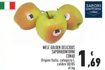 Conad MELE GOLDEN DELICIOUS SAPORI&DINTORNI CONAD Origine Italia, categoria I, calibro 80/85 al kg offerta