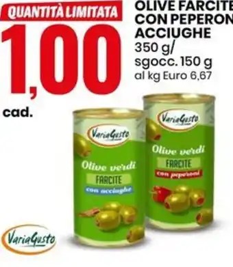 Eurospin OLIVE FARCITE CON PEPERONI/ ACCIUGHE 350 g/ sgocc. 150 g offerta