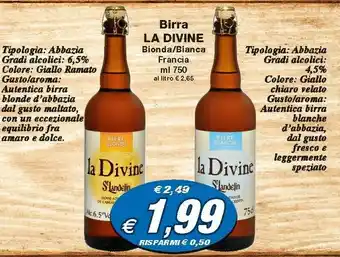 Prix Quality La Divine Birra Bionda/bianca offerta