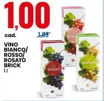 Eurospin VINO BIANCO/ ROSSO ROSATO BRICK 1 L offerta