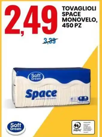 Eurospin TOVAGLIOLI SPACE MONOVELO, 450 PZ offerta